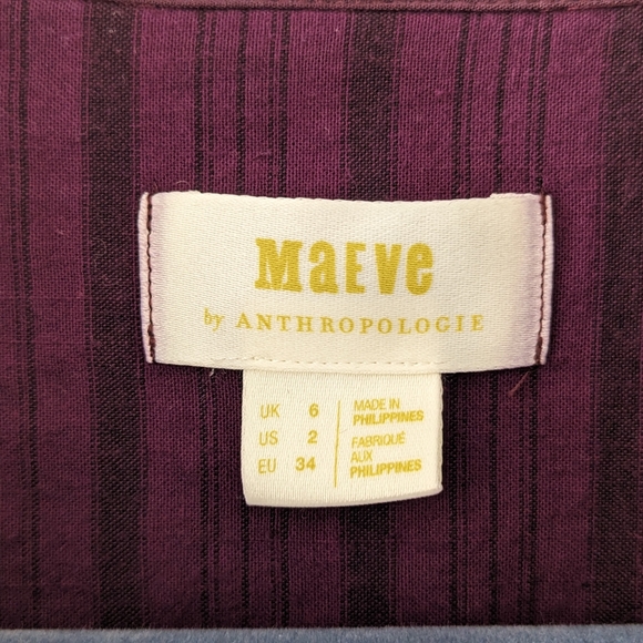 Anthropologie Maeve Velvet Shirt Purple Karina Button Down Size 2 - Picture 6 of 8